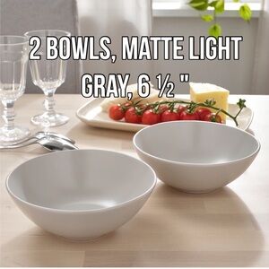 2 FÄRGKLAR Bowls, matte light gray, 6 ½ "